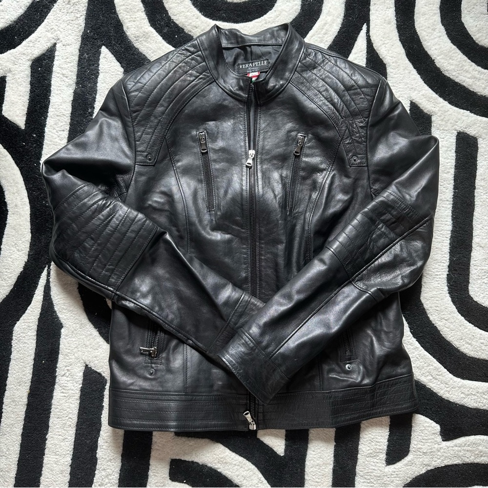 Leather Moto Jacket Made In Florence, Italy